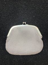 Silver Mesh Evening Clutch Bag Metallic Kiss Lock Frame Formal Wristlet Purse
