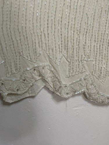 Fabrice Couture Damen kleine cremefarbene Pailletten Perlen Hose Vintage atemberaubend - Bild 5 von 12