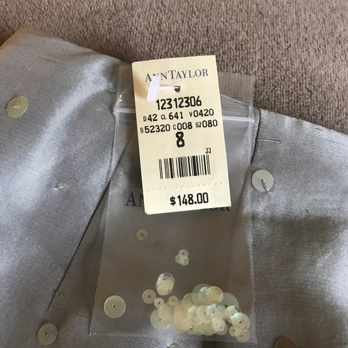 Falda secuencia Ann Taylor 100 % gris seda talla 8 nueva con etiquetas - Imagen 5 de 5