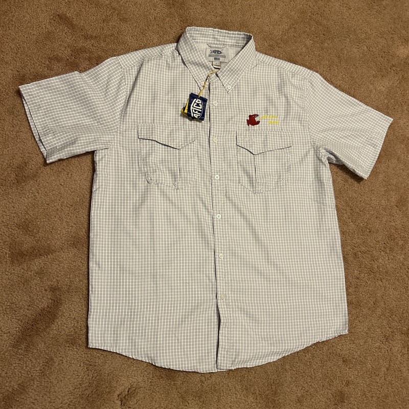 AFTCO Shirt Men Large AF Tech Stretch Performance BIG BITE BAITS Vented Fishing