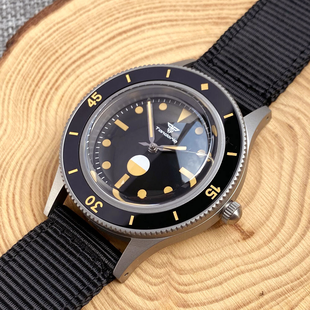 Watchdives Orologio Subacqueo Da Uomo, Vintage WD50 Fathoms NH35 NH38 Orologi Automatici 40 Mm Vetro Bombato 300 M Orologio Da Polso Subacqueo Impermeabile Quadrante Nero Con Cinturino In Nylon - Foto 6