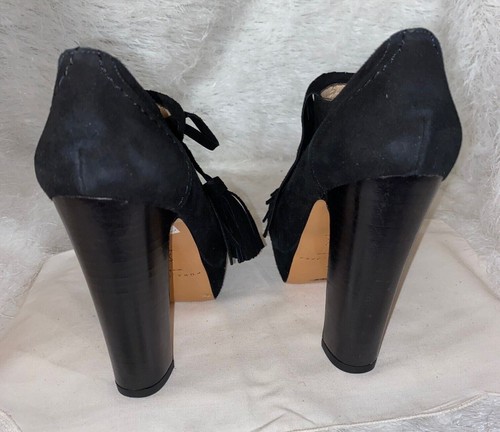 Pura López ~ Black Suede Fringe Bootie 5" Heels, Original Bag ~Size 4.5 ~ Spain - Picture 9 of 9