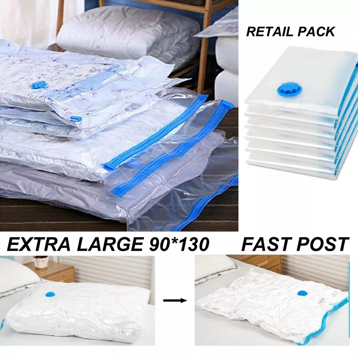 EXTRA LARGE VACUUM BAGS SPACE SAVING STORAGE CLOTHES BEDDING