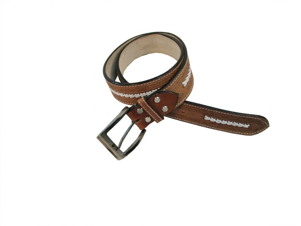 CINTURÓN MARRÓN FLORAL MECANIZADO CUERO GRUESO HOMBRE MUJER BLANCO COSIDO LLEVAR PISTOLA CINTURONES Foto 3 de 4