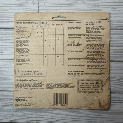 Vermont American 7-1/4" Fire Tooth Saw Blade Cutoff Rip No. 25630 Made In USA - Picture 7 of 12