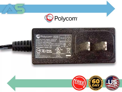 Polycom SPA015A648US 100-240V Switching Power AC/DC Adapter for VVX 300 - Black