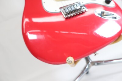 Hondo H-76 Red Electric Guitar White Pickguard Strat Style Tested