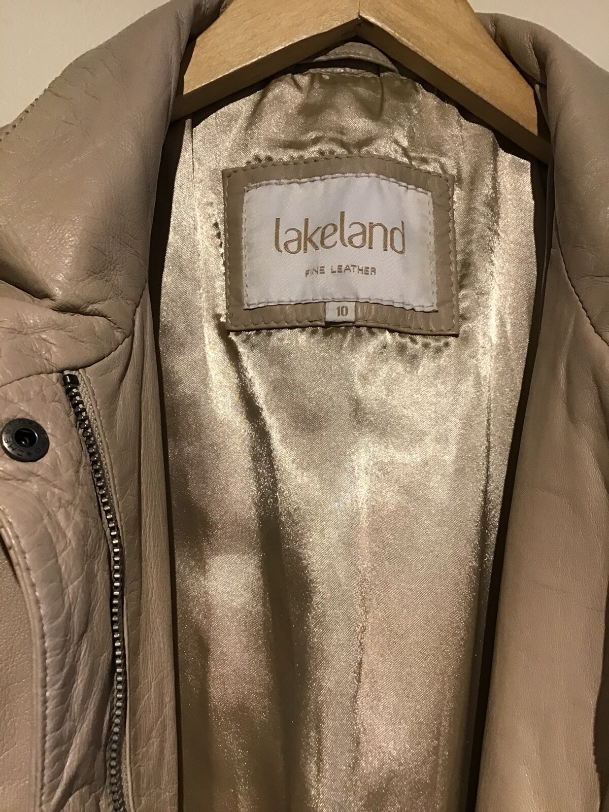 Lakeland Fine Leather Jacket Size 10 Medium Beige eBay