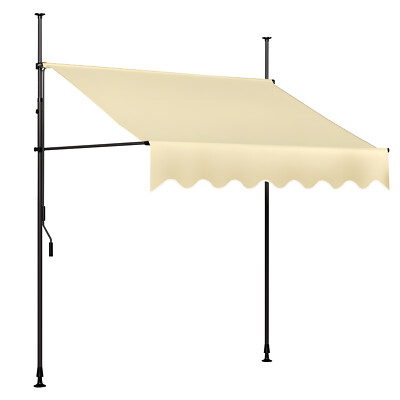 Manual Retractable Patio Awning Sun Shade for Outdoor Deck Canopy