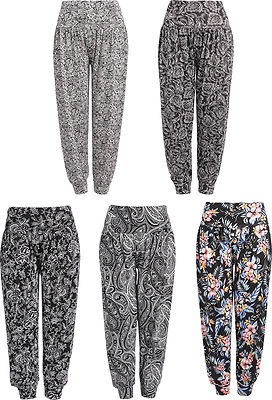 Damenhose in voller Länge Blumenmuster Harem Yoga Damen Ali Baba Hose Größe 8 - 16