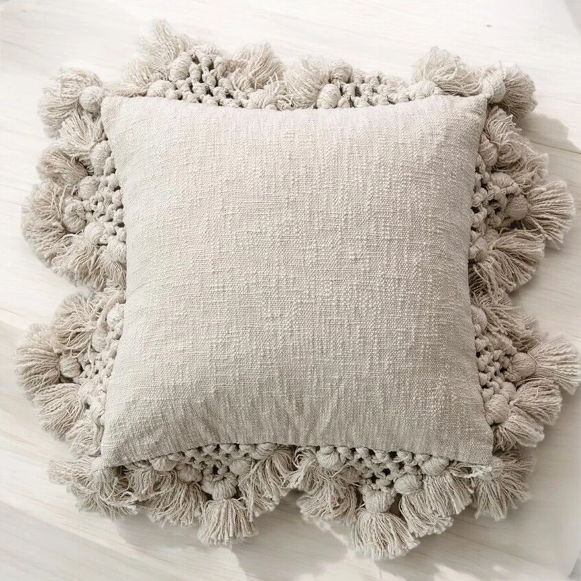 NEW Anthropologie Boho Crochet Tassel White Cream Throw Pillow - 18" x 18"
Opens in a new window or 