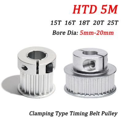 Timing Belt Pulley Bore 5-20mm Clamping Type for 15/20mm Wide HTD 5M Timing Belt