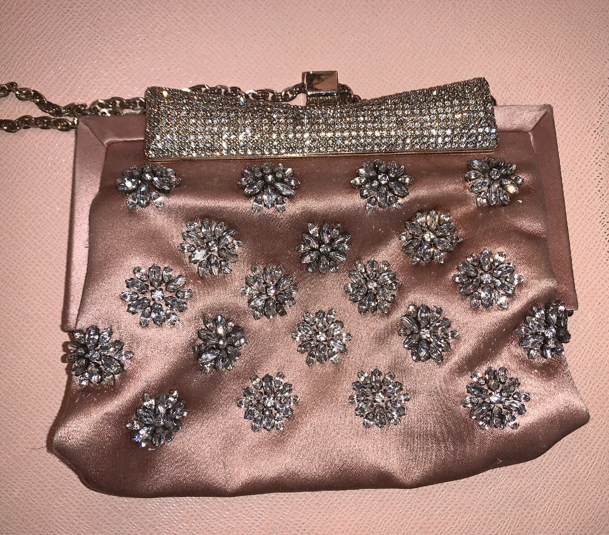 VALENTINO GARAVANI Dusty Rose Satin Clutch Bag Purse eBay