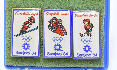 1984 CAMPBELL'S SOUP KIDS SARAJEVO WINTER OYLMPICS 6 PIN SET - Picture 3 of 6