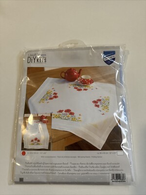 H086 Vervaco table runner stitch embroidery kit Wild spring flowers, stamped