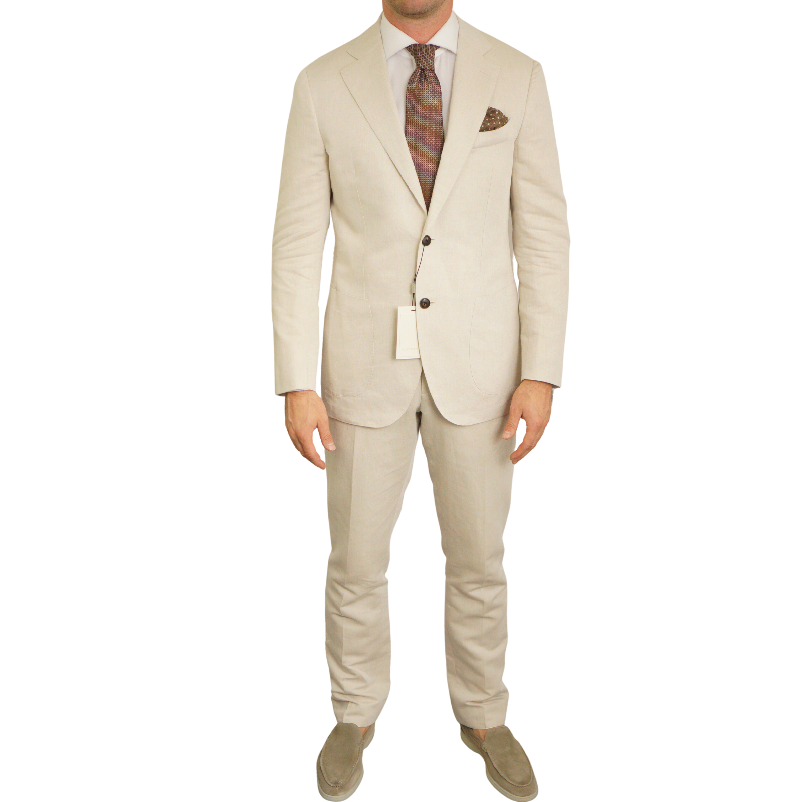 Men Suitsupply 3 Piece Suit La Spalla Cotton & Linen Beige EU48 UK/US38