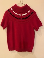 GYMBOREE GIRLS Short sleeved red sweater with ribbon detail at neck-7/8