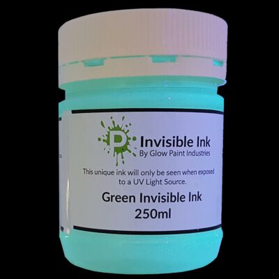 2 X Invisible Ink Green 250ml Dries Clear Visible Only Under UV Light Aust Made