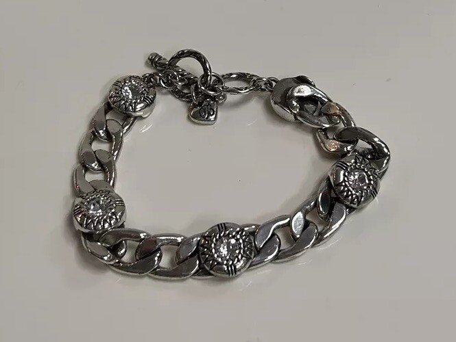 Brighton Fortina Round Crystal Silver Toggle Brac… - image 1