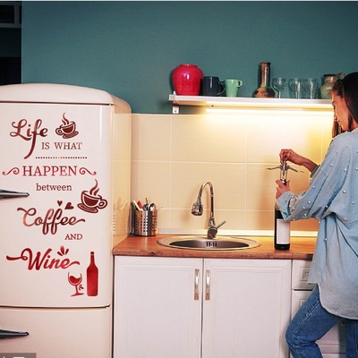 PLIGREAT 17 Pcs Humorous Quotes About Life Wall Decal Coffee and Wine Sticker...
