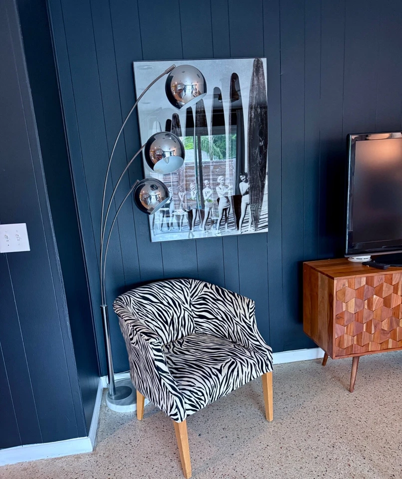 Silla Art Deco Nouveau Icónica Cebra Mediados de Siglo 1930 Tela de Corteza Vintage Foto 4 de 4