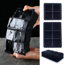 Large 2 Inch Ice Cube Tray Mold Whiskey Cocktails Silicone Make 8 Icecubes