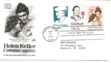 US Scott #1824, First Day Cover 6/27/80 Tuscumbia COMBO Helen Keller