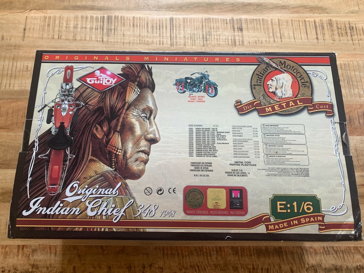 Figurine Moto Indian 348 - Guiloy Métal 1/6 (Rouge, Occasion, Espagne)