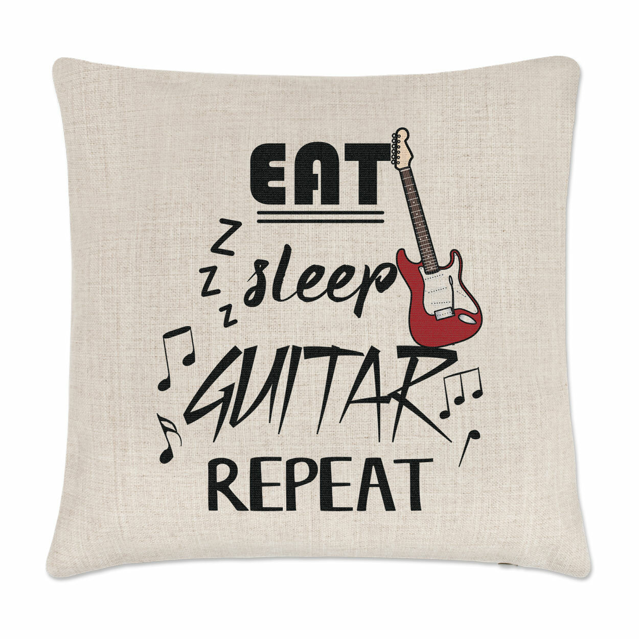 Eat Sleep Guitar Repeat Cushion Cover Pillow Music Rock N Roll Guitarist Funny