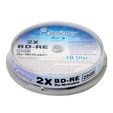 20 Pack Smartbuy 2x 25GB Blue Blu-ray BD-RE Rewritable Branded Logo Blank Disc