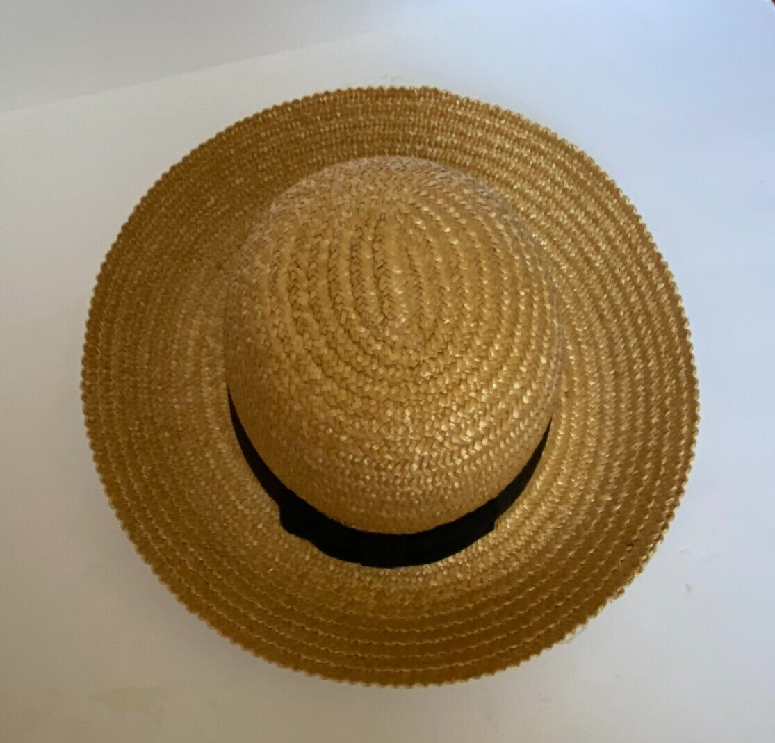 Vintage Carolina Amato Straw Hat Round Wide Brim Spring  display picture 3