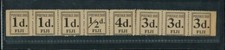 Fiji Postage Dues Complete Strips of 8 of the 1st Issue SG D1-5 CV L18,000