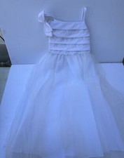 Kid Collection White Bowknot Embroidery Beads Flower Girl Dress Size 6