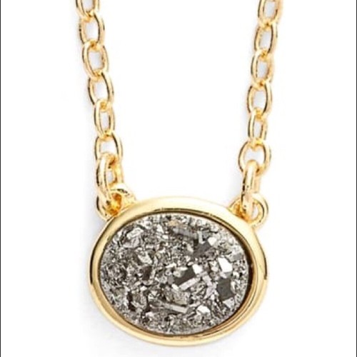 SONYA RENEE MINI DRUZY PENDANT NECKLACE YELLOW GOLD EUC