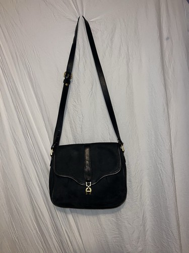 Etienne Aigner Deadstock Charcoal Scottsdale Crossbody Leather Suede Bag New VTG - Picture 2 of 10