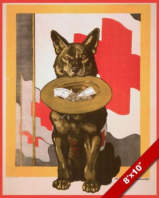 Red Cross Donation Poster Pet Dog Animal Art Painting Print On Real Canvas Ebay