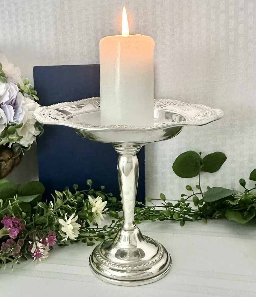 Plato de compota Wallace Rose Point de plata esterlina Wallace cuenco de caramelo con patas de plata Foto 2 de 4