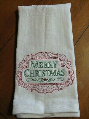 Embroidered Velour Hand Towel Green Towel Merry Christmas Snoopy