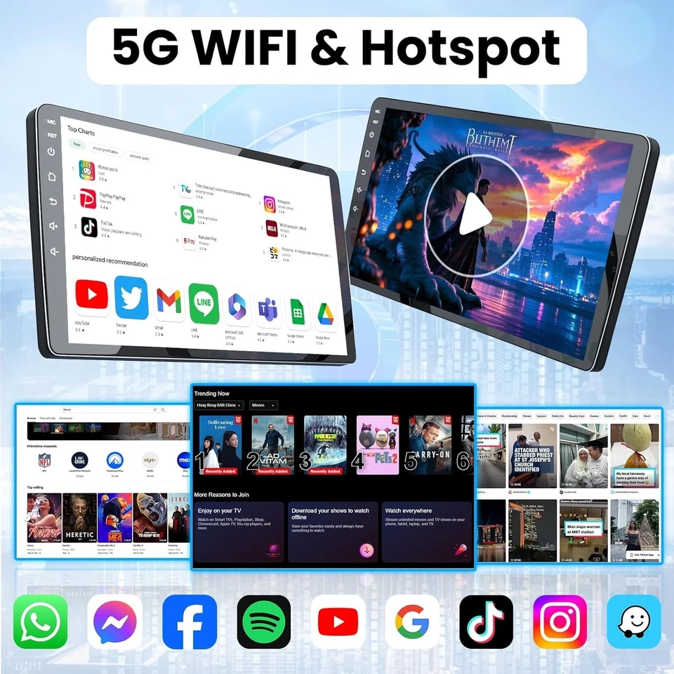 Para 2015 2016 2017 2018 Ford Edge Android 13 Apple Carplay Coche Estéreo Radio GPS Foto 4 de 4