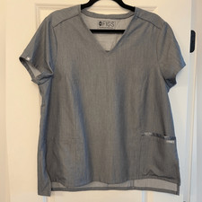 FIGS Gaya GraphiteContrast Camo Pocket Scrub Top Gray Women's Size Large