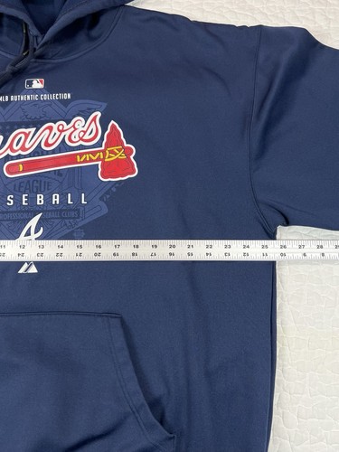 Atlanta Braves Hoodie Men's XL Blue Majestic ThermaBase Insulated Sweatshirt MLB - Picture 10 of 14