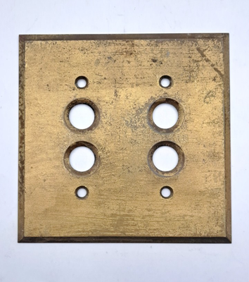 #ad #ad Antique Brass Push Button Switch Cover Plate Old Electric Two Gang Box $26.99