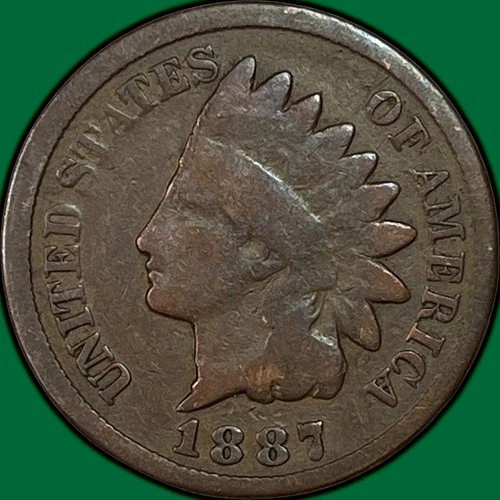 1887 Indian Head Cent Good G Coin #38253