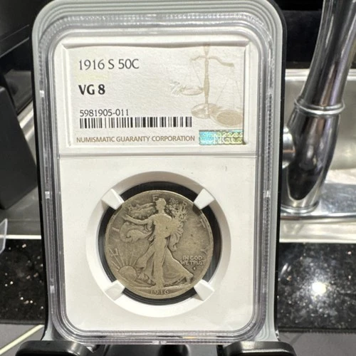 1916-S Liberty Walking Half Dollar NGC VG 8 San Francisco Silver