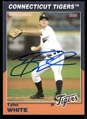 2010 Connecticut Tigers TYLER WHITE Signed Card autograph auto CRIMSON TIDE