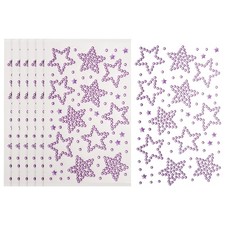 6Sheets Star Gem Sticker, Face Gem Stickers, Purple
