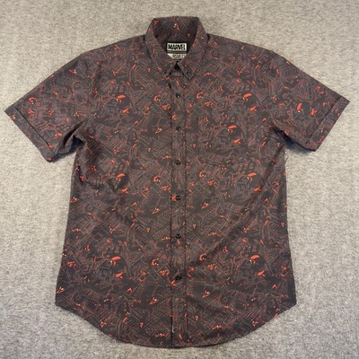 RSVLTS Shirt Mens Large Marvel Miles Morales Short Sleeve Button Up KUNUFLEX