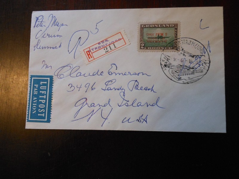 Greenland American Issue of 1945, 2 kroner with inverted overprint on cover