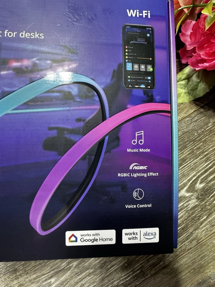 Govee - Luz de cuerda de neón LED RGBIC para escritorios 6,5 pies - H61C2 NUEVA caja sin abrir jugador Foto 4 de 4