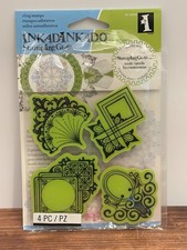 USED ONCE Inkadinkado Stamping Gear Cling Stamp Set 65-32059 DECO ORNAMENTS